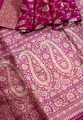 Magenta Pure Exclusive Kadwa Katan Silk Saree with Blouse Piece - Adi Akshoy & Co.