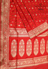 Red Pure Exclusive Kadwa Katan Silk Saree with Blouse Piece - Adi Akshoy & Co.