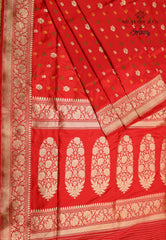 Red Pure Exclusive Kadwa Katan Silk Saree with Blouse Piece - Adi Akshoy & Co.