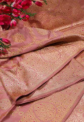Pink Pure Exclusive Kadwa Katan Silk Saree with Blouse Piece - Adi Akshoy & Co.