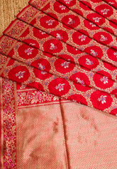 Red Pure Exclusive Katan Banarasi Saree with Blouse Piece - Adi Akshoy & Co.