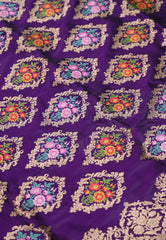 Purple Pure Exclusive Kadwa Katan Banarasi Silk Saree with Blouse Piece - Adi Akshoy & Co.
