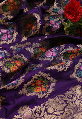 Purple Pure Exclusive Kadwa Katan Banarasi Silk Saree with Blouse Piece - Adi Akshoy & Co.