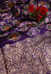 Purple Pure Exclusive Kadwa Katan Banarasi Silk Saree with Blouse Piece - Adi Akshoy & Co.