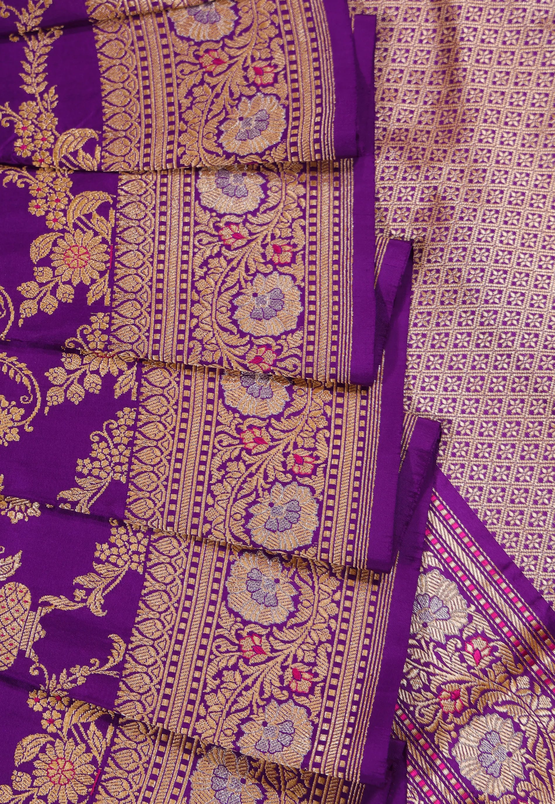 Purple Pure Exclusive Kadwa Katan Banarasi Silk Saree with Blouse Piece - Adi Akshoy & Co.