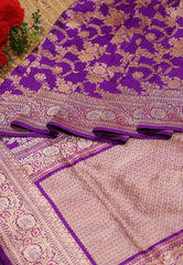 Purple Pure Exclusive Kadwa Katan Banarasi Silk Saree with Blouse Piece - Adi Akshoy & Co.