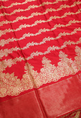 Red Pure Exclusive Kadwa Katan Silk Saree with Blouse Piece - Adi Akshoy & Co.