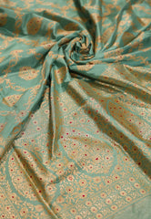 Sea Green Pure Exclusive Kadwa Katan Banarasi Saree with Blouse Piece - Adi Akshoy & Co.
