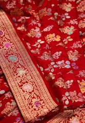 Red Pure Exclusive Kadwa Katan Banarasi Saree with Blouse Piece - Adi Akshoy & Co.