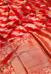 Red Pure Exclusive Kadwa Katan Banarasi Saree with Blouse Piece - Adi Akshoy & Co.