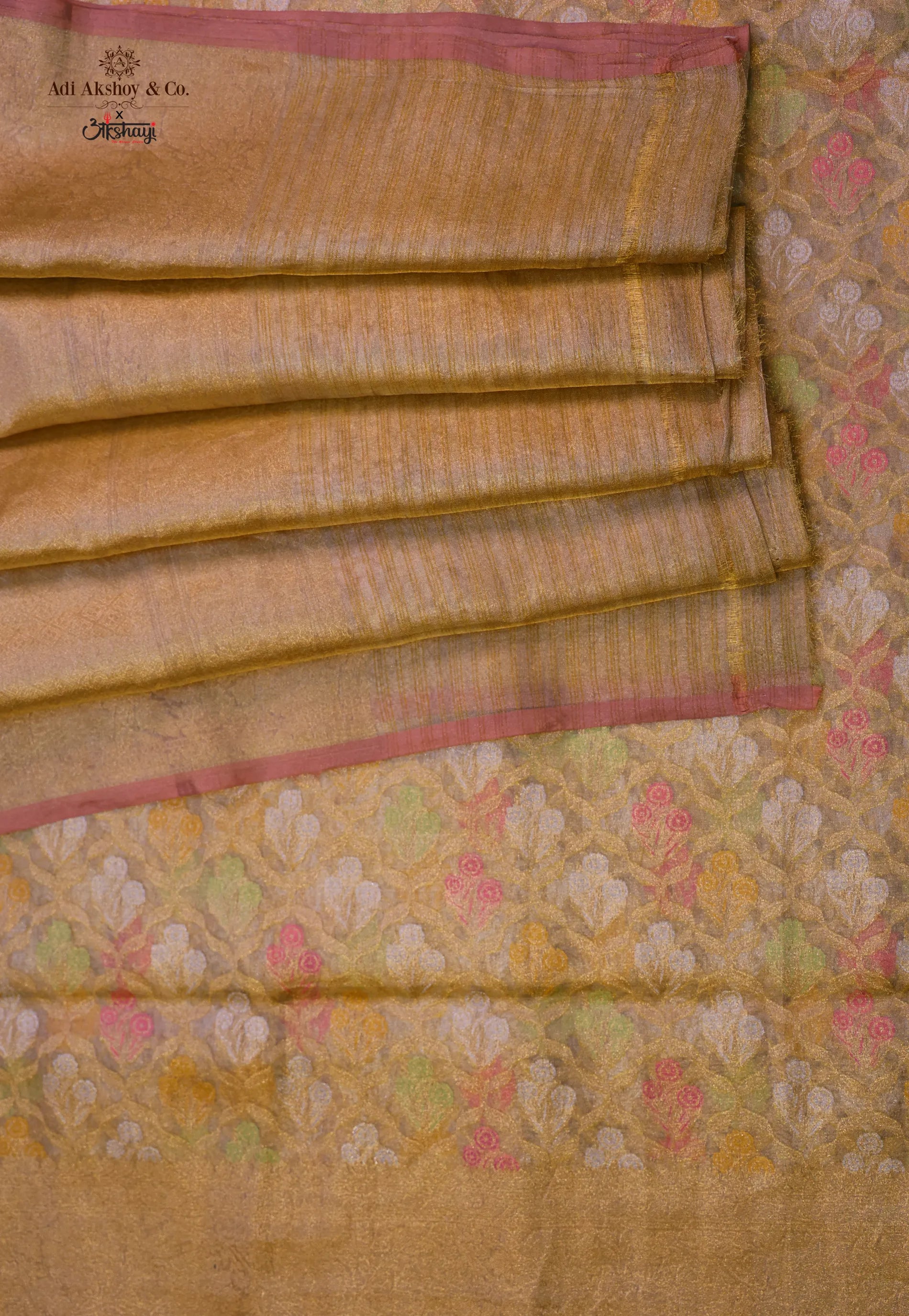 Tussar Colour Exclusive Pure Tissue Silk Saree with Blouse Piece - Adi Akshoy & Co.