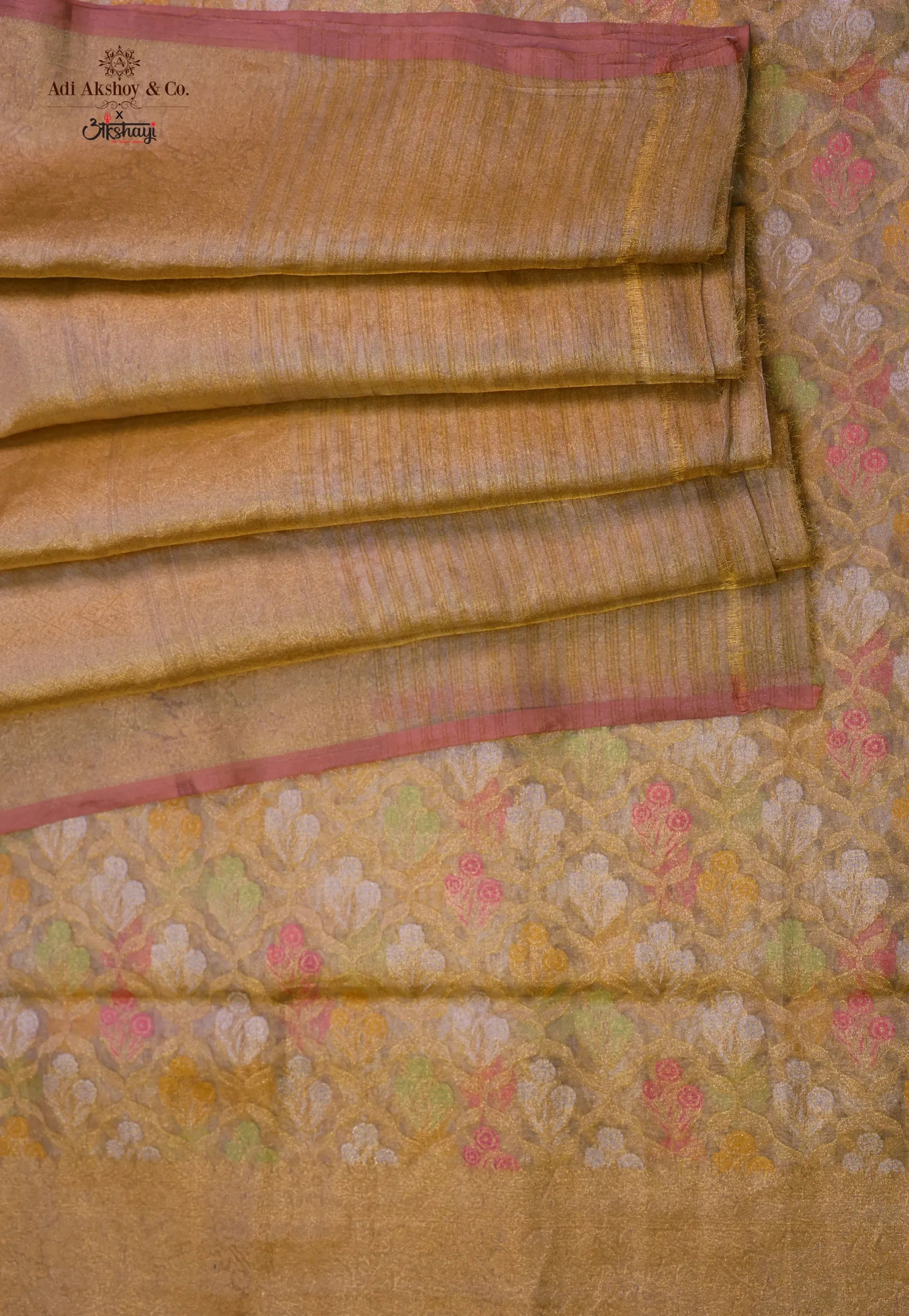 Tussar Colour Exclusive Pure Tissue Silk Saree with Blouse Piece - Adi Akshoy & Co.