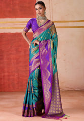 Rama Green Kanjivaram Silk Saree with Blouse Piece - Adi Akshoy & Co.