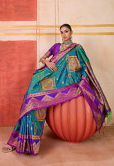 Rama Green Kanjivaram Silk Saree with Blouse Piece - Adi Akshoy & Co.