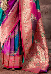 Rama Green Kanjivaram Silk with Zari work Saree with Blouse Piece - Adi Akshoy & Co.