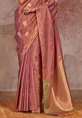 Cross Brown Katan Silk Saree With Blouse Piece - Adi Akshoy & Co.