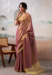 Cross Golden Yellow Tissue Silk Saree with Blouse Piece – Adi Akshoy & Co.