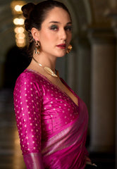 Rani Pink Mashru Silk Saree with Blouse Piece – Adi Akshoy & Co.