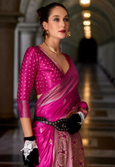 Rani Pink Mashru Silk Saree with Blouse Piece – Adi Akshoy & Co.