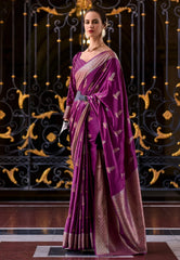 Magenta Mashru Silk Saree with Blouse Piece – Adi Akshoy & Co.