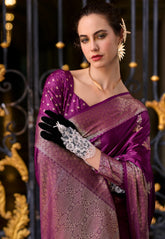 Magenta Mashru Silk Saree with Blouse Piece – Adi Akshoy & Co.