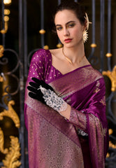 Magenta Mashru Silk Saree with Blouse Piece – Adi Akshoy & Co.