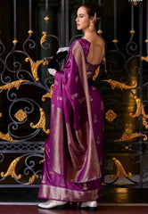 Magenta Mashru Silk Saree with Blouse Piece – Adi Akshoy & Co.