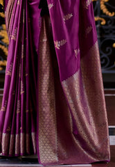 Magenta Mashru Silk Saree with Blouse Piece – Adi Akshoy & Co.
