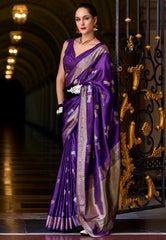 Purple Mashru Silk Saree with Blouse Piece – Adi Akshoy & Co.
