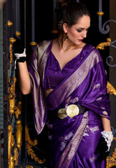 Purple Mashru Silk Saree with Blouse Piece – Adi Akshoy & Co.