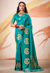 Rama Green Mashru Silk Saree with Blouse Piece – Adi Akshoy & Co.