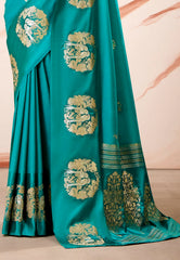 Rama Green Mashru Silk Saree with Blouse Piece – Adi Akshoy & Co.