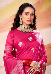 Rani Pink Mashru Silk Saree with Blouse Piece – Adi Akshoy & Co.