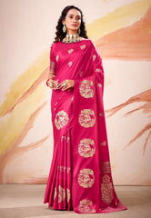 Rani Pink Mashru Silk Saree with Blouse Piece – Adi Akshoy & Co.