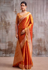 Rust Colour Tissue Silk Saree with Blouse Piece – Adi Akshoy & Co.