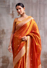 Rust Colour Tissue Silk Saree with Blouse Piece – Adi Akshoy & Co.