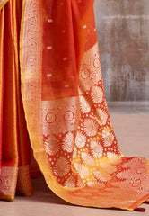 Rust Colour Tissue Silk Saree with Blouse Piece – Adi Akshoy & Co.