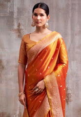 Rust Colour Tissue Silk Saree with Blouse Piece – Adi Akshoy & Co.