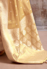 Golden Mustard Light Yellow Tissue Silk Saree with Blouse Piece – Adi Akshoy & Co.