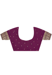 Brown Kanjivaram Silk Saree With Blouse Piece - Adi Akshoy & Co.