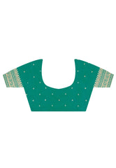 Green Kanjivaram Silk Saree With Blouse Piece - Adi Akshoy & Co.