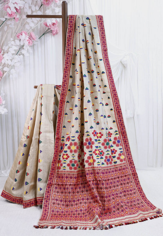 Pure Muga Assam Silk Saree With Blouse Piece - Adi Akshoy & Co.