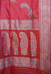 Cross Pink Minakari Kadwa Katan Pure Silk Banarasi Saree with Blouse Piece - Adi Akshoy & Co.
