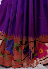 Cross Purple with Minakari Pure Zari Paithani Pure Silk Saree With Blouse Piece - Adi Akshoy & Co.