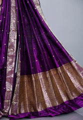 Purple Pure Silk Katan Saree With Blouse Piece - Adi Akshoy & Co.