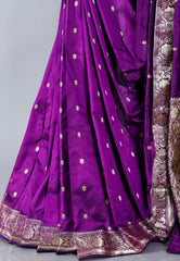 Purple Pure Silk Katan Saree With Blouse Piece - Adi Akshoy & Co.