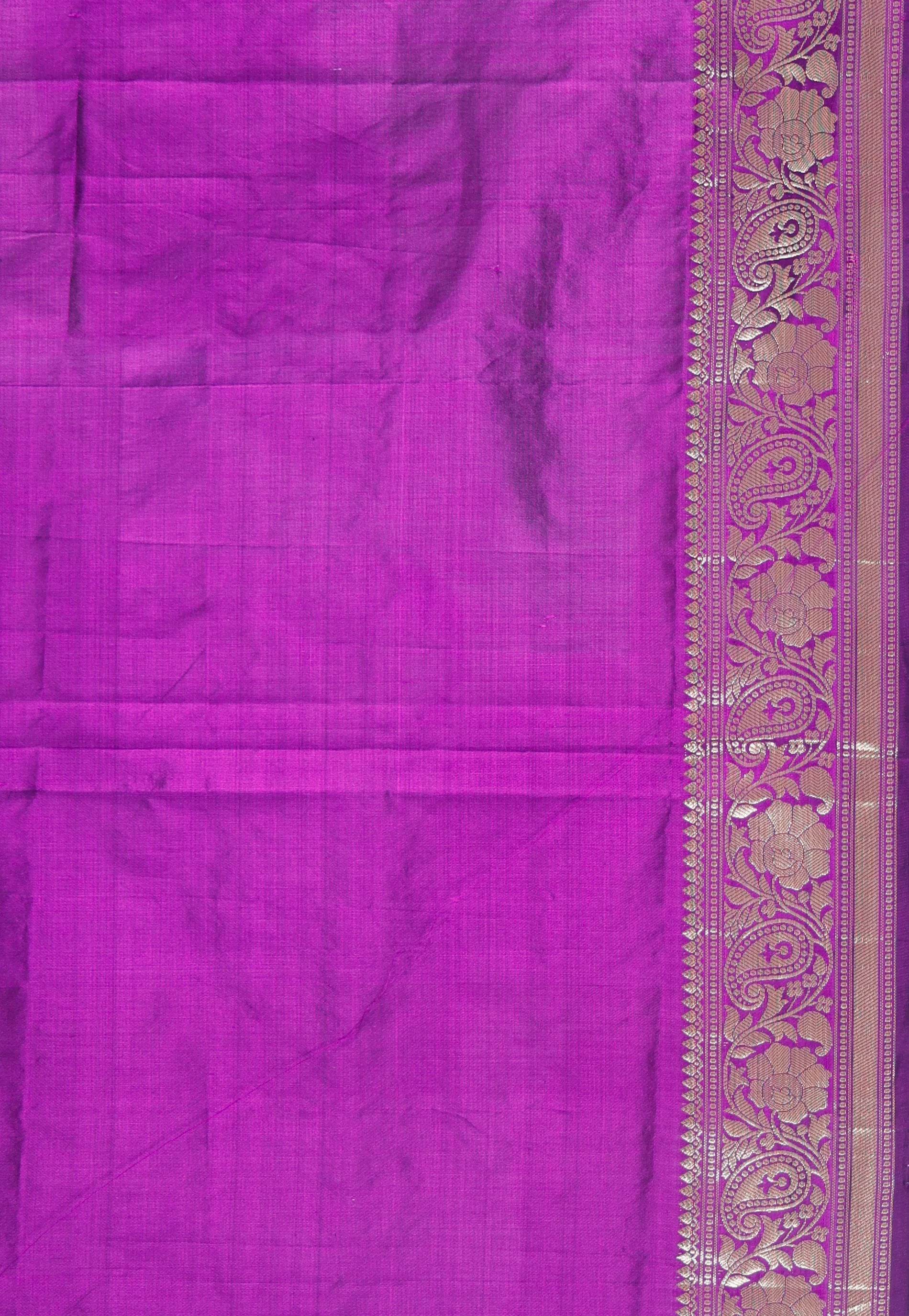 Purple Pure Silk Katan Saree With Blouse Piece - Adi Akshoy & Co.