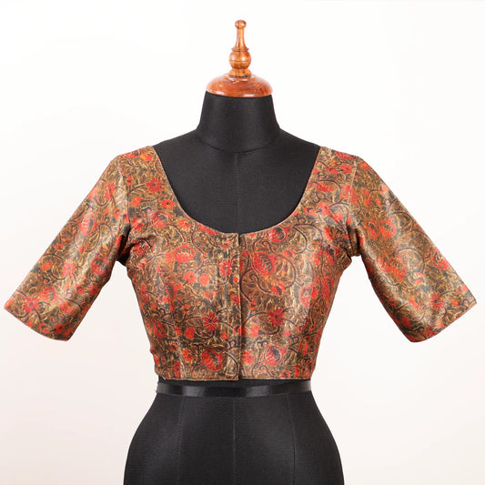 Multi Colour Silk Blouse with Round Neck -  Akshayi