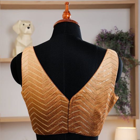 Beige Sleeveless Blouse with V-Neck - Akshayi