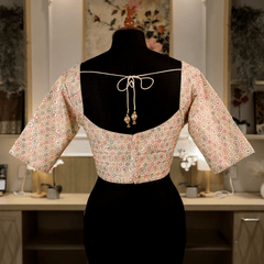 White Square Round Neck with Embroidery work Blouse